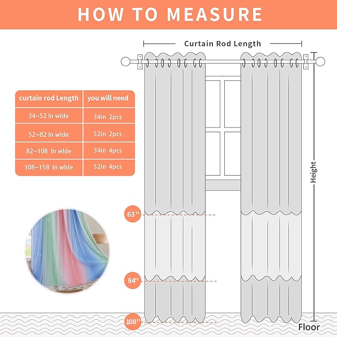 XiDi Pink Green Blue 90 Inches Curtains for Girls Bedroom 2 Panels Set, Blackout Rainbow Curtains for Kids Room Decor, Unicorn Wall Decals Drapes for Little Girl Nursery Room 52 Inches Wide