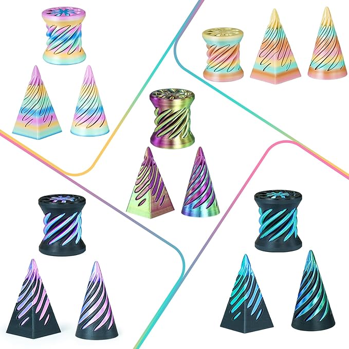 3PCS Impossible Cone,3D Printed Spiral Cone Fidget Toys,Impossible Pyramid Passthrough Sculpture,Stress Relieving Toys for Adults and Kids,Stocking Filler White Elephant Gifts (Red Green)