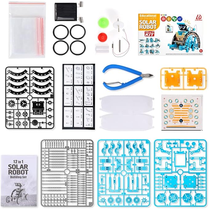 Lucky Doug 12-in-1 STEM Solar Robot Kit Toys Gifts for Kids 8 9 10 11 12 13 Years Old, Educational Building Science Experiment Set Birthday for Kids Boys Girls