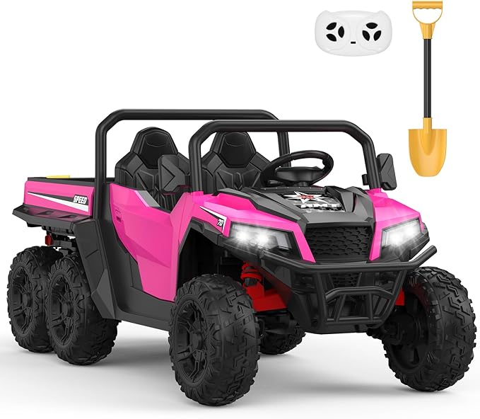 24V Ride on Car with Remote Control, Ride on Dump Truck for Kid with Electric Dump Bed, Extra Shovel, Music Player, Key Start for Safety, Gift for Kids