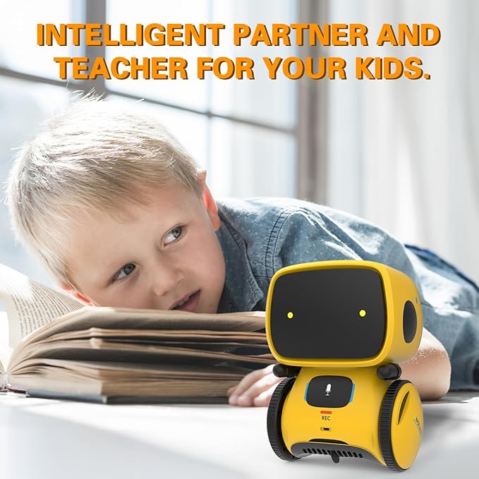 98K Robot Toys for Girls and Boys Rechargeable, Voice and Touch Sensor Robots Interactive Talking Smart Partner and Teacher with Singing, Dancing, Repeating, Toy Gifts for Kids Age 3 and Up