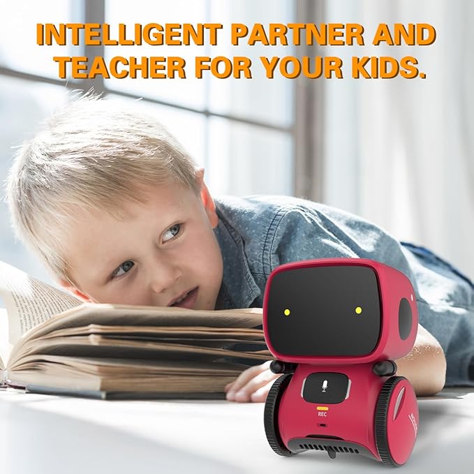 98K Robot Toys for Girls and Boys Rechargeable, Voice and Touch Sensor Robots Interactive Talking Smart Partner and Teacher with Singing, Dancing, Repeating, Toy Gifts for Kids Age 3 and Up