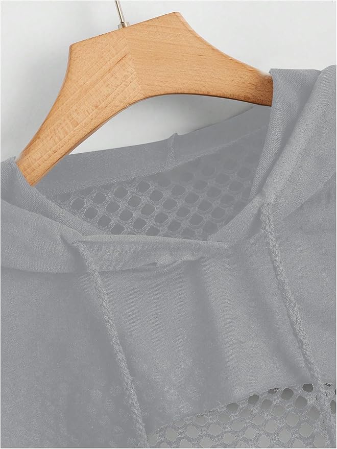 SweatyRocks Women's Casual Solid Cut Out Front Long Sleeve Pullover Crop Top Sweatshirt