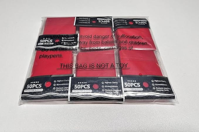 Trading Card Sleeves Perfect Fit TCG Matte Sleeves, Soft Sports Card Protector for Photocard Easy to Shuffle and Stack While Playing Card Game, Standard TCG Card Sleeves (red, 300)