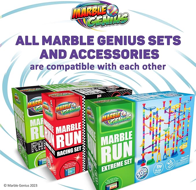 Marble Genius Marble Run Extreme Set, STEM Toys & Maze Construction Building - 300 Translucent Track Pieces & Glass Marbles for Family, Kids Toddlers Ages 4-8 - Fun Holiday Creative Gifts