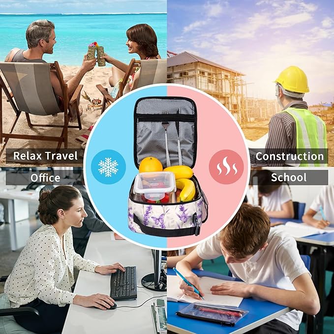 Reusable Vintage Airplane Lunch Box for Kids Girls Boys Women Adult, Insulated Retro Aircraft Blue Lunch Bag,Polyester Cooler Handbags Case for School Picnic Work Travel Beach or Hiking