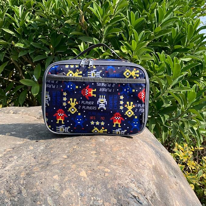 FlowFly Kids Lunch box Insulated Soft Bag Mini Cooler Back to School Thermal Meal Tote Kit for Girls, Boys, Robot