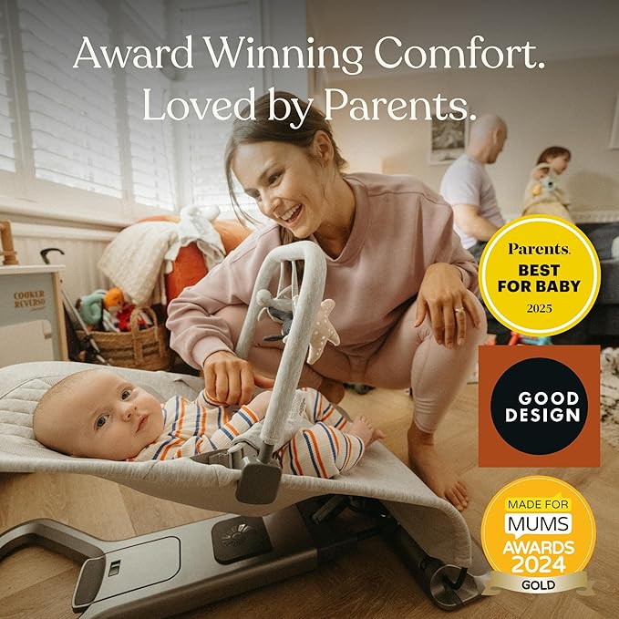 Ergobaby Evolve 3-in-1 Mesh Baby Bouncer Seat, Adjustable Multi-Position Infant Bouncer and Toddler Chair, Breathable Mesh, Converts from Newborn to Toddler - Cream