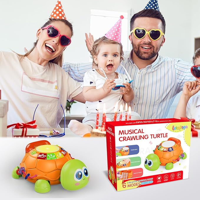 Letapapa Baby Toys 6 to 12 Months, Musical Turtle Baby Toys for 12-18 Months, Crawling Toy with Light & Sound, Educational Toy Birthday Gift for Baby Infant 3-6 7 8 9 10 Months 1 2 Year Old Toddlers