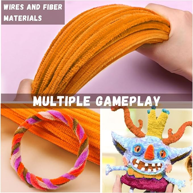 Brown Pipe Cleaners, 300pcs Tan Chenille Stems, Craft Supplies for DIY Arts, Kids Games & Gifts