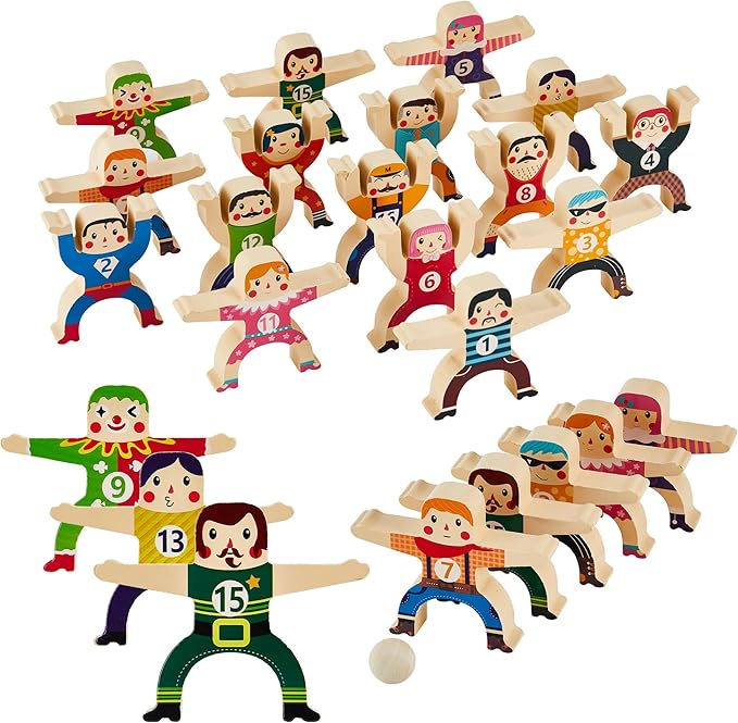 Wooden Stacking Toys 16Pcs Balancing Building Blocks Game,Circus Hercules Acrobatic Troupe Interlock Toy,for 3 4 5 6 Years Old Kids Adults Toddler Puzzle Toys