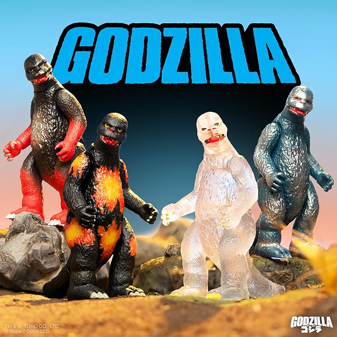 Super7 Toho Shogun Godzilla Blind Box Flat Reaction Figures - (12 Pack) 3.75" Toho Godzilla Action Figures Classic Movie Monster Collectibles and Retro Toys