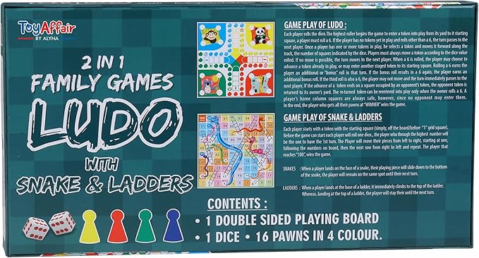 Ankit Toys & Games Ludo and Snake & Ladders Board Game Set for 6+ Years Kids & Adults | Indoor Board Game | Travel Strategy Game (Ludo Supreme)