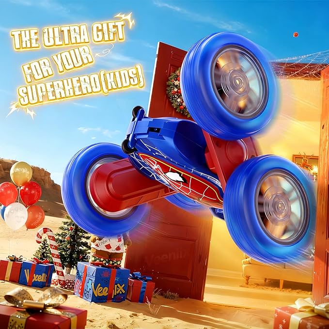 Ultra V996 Spider Remote Control Car, RC Cars with Double Sided 360° Flip 4WD Rechargeable Stunt Car, Indoor Outdoor Toys for Boys 4 5 6 7 8 9 10 11 12, Birthday for Kids Age 4-12