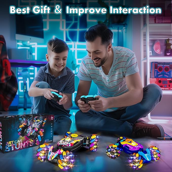 RC Cars,Gesture Sensing RC Stunt Car with Light & Music,Custom Command Operation,4WD,45° Driving,360° Rotating,2.4Ghz Remote Control Twist Car Toys for Kids Boys Age 4 5 6 7 8 9 10 11 12 Years Old