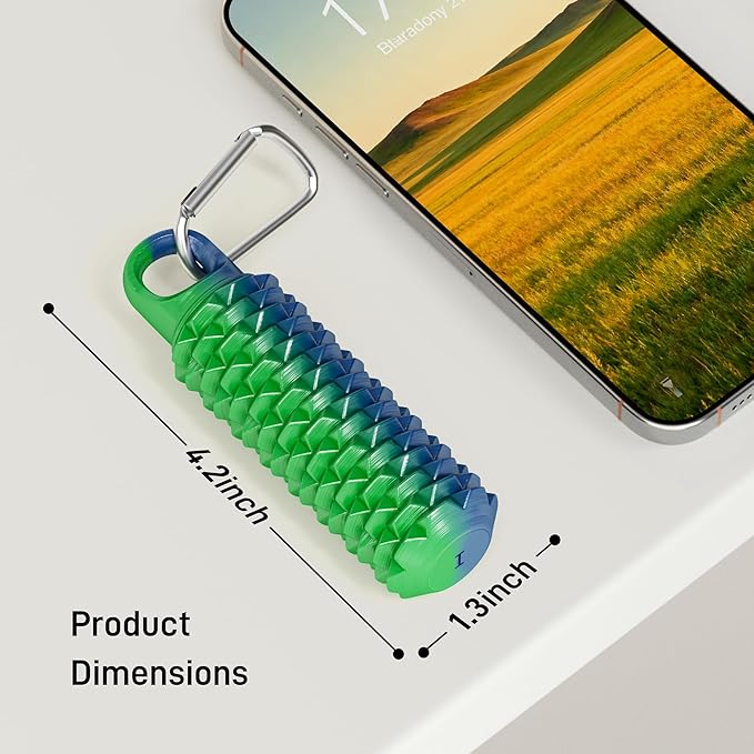 4 Pack Little Ouchies Pain Fidget Toy with Adjustable Weight & Carabiner, 3D Printed Spiky Sensory Keychain for Anxiety Relief and Focus - Portable Stress Relief Tool for Adults, Teens, Skin Picking