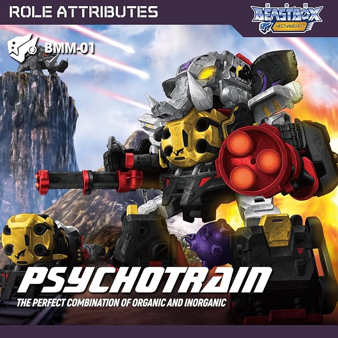 BEASTBOX MECHABEAST BMM-01 PSYCHOTRAIN Deformation Toys Action Figure, Transforming Mecha Elephant & Train, for Boys & Collectors, Ages 8+