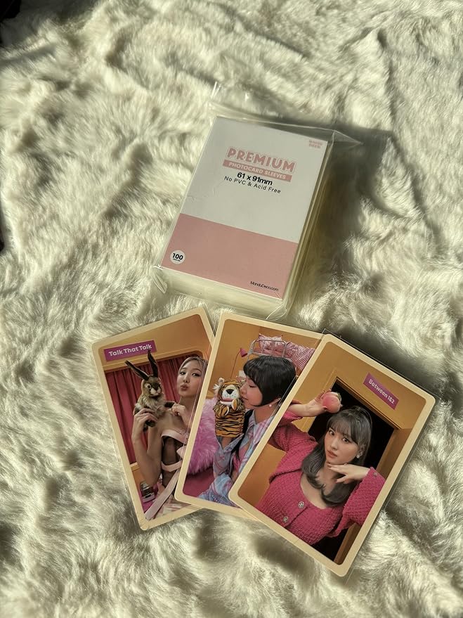 Mandu Deco Kpop Photocard Sleeves Clear Polypropylene Card Protector for Albums Photocards, PVC Free and Acid Free, 100 Sleeves per Pack (61x91mm for Double sleeving)