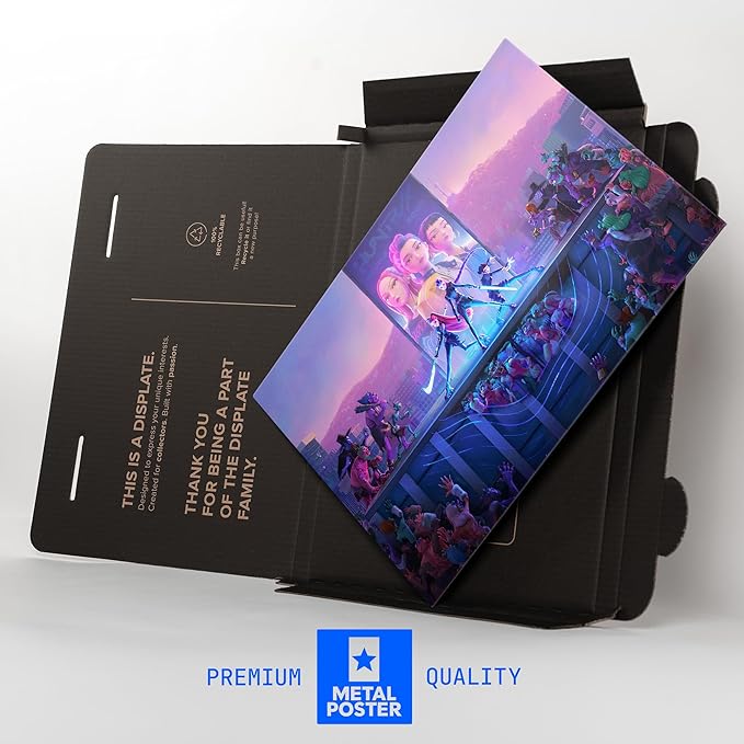 Displate Metal Poster KPop Demon Hunters (2025) - Neon City Battle horizontal - Huntrix Kpop Merch - Collectible Gift - Premium Decorations Wall Art Decor Gifts Movie Posters - 12.6x17.7 in