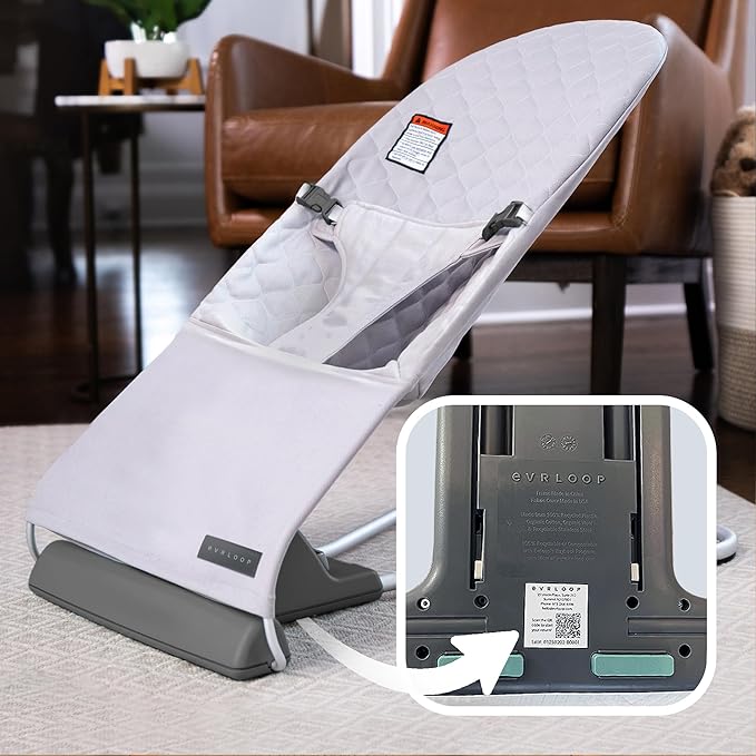 Safe & Sustainably-Made Bouncer, Organic Cotton and Wool Cover, Made with 100% Recycled and Regenerative Materials, Buyback Guarantee with 20% Cashback Rebate, Newborn to Toddler