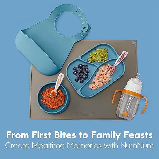 NumNum Baby Spoons Set, Baby Essentials Pre-Spoon GOOtensils for 6+ Months, First Stage Self-Feeding Spoons for Baby Led Weaning (BLW), Silicone Toddler Utensils, BPA-Free, 6 Pack Rainbow