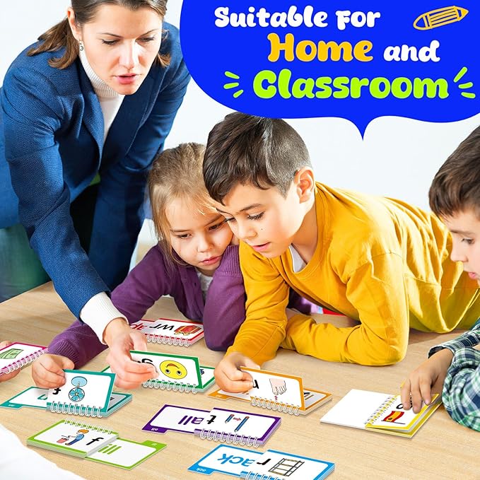 30 Read and Rhyme Flip Books,Word Family Build Book,Learn to Read Phonics Flash Cards,Sight Words Flash Cards Kindergarten Classroom Homeschool Learning Book,Phonics Flashcards,Reading Games