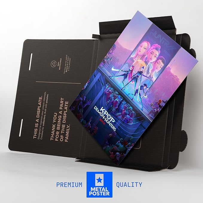 Displate Metal Poster KPop Demon Hunters (2025) - Netflix - Neon City Battle - Huntrix Kpop Merch Logo - Collectible Gift – Premium Decorations Wall Art Decor Gifts Movie Posters - 12.6x17.7 in
