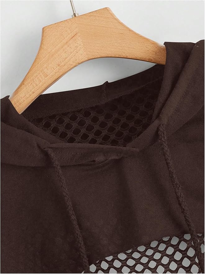 SweatyRocks Women's Casual Solid Cut Out Front Long Sleeve Pullover Crop Top Sweatshirt