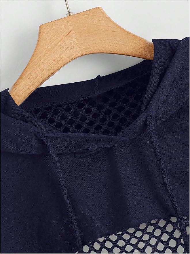 SweatyRocks Women's Casual Solid Cut Out Front Long Sleeve Pullover Crop Top Sweatshirt