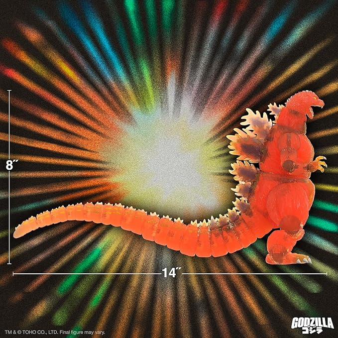 Super7 ULTIMATES! Toho Blazing Godzilla (1200º Clear Orange) - 8" Toho Godzilla Action Figure Classic Movie Collectibles and Retro Toys