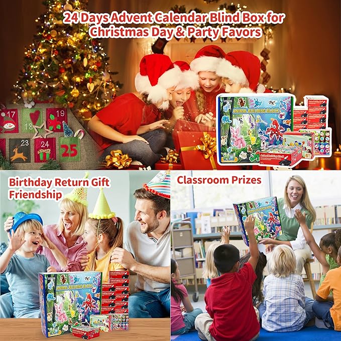 Party Favors for Kids - 24 Pack 72 Kinds of Animals Building Block Toy Stocking Stuffers Classroom Prizes Goodie Bags Easter Gifts Building Set, Christmas Birthday Gift for Boys Girls Ages 6-12+