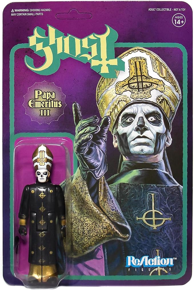 Super7 Ghost Papa Emeritus III Reaction Figure - 3.75" Ghost Action Figure with Accessory Heavy Metal Collectibles and Retro Toys