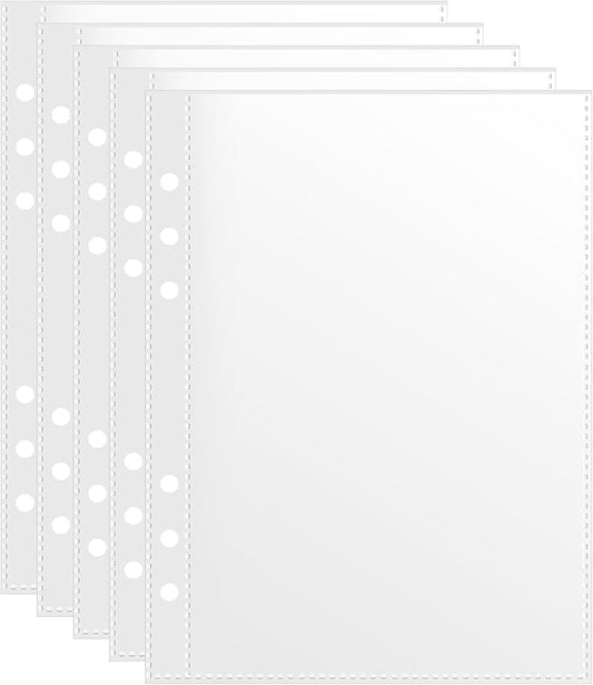 50 Pack 5x8 Clear Binder Sheets Sleeves - 6 Ring A5 Binder Inserts - Plastic Pockets for Index Cards,Photocards,Postcards,Pictures, Stickers,and Cash Organizer - 6 Hole Refill Pages Sheet Protector.
