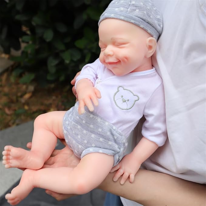 18.5 inch Realistic Full Silicone Baby Doll, Lifelike Reborn Baby Dolls, Toy, and Collectible Bald Boy
