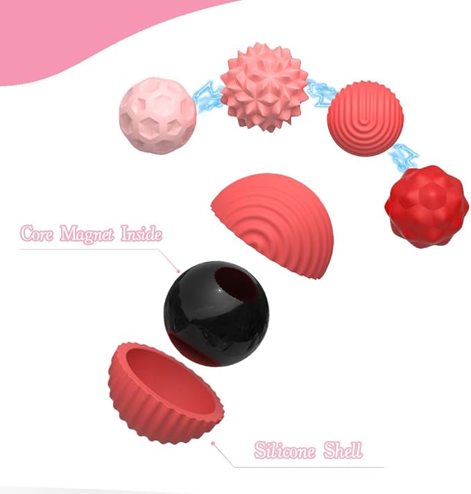 Magnetic Fidget Balls Toys, Silicone Sensory Stress Relief Toy for Adults,Teens with Autism, Anxiety, ADHD, Fidget Magnets & Magnetic Toy Fun Gift