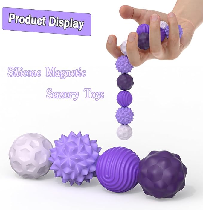Magnetic Fidget Balls Toys, Silicone Sensory Stress Relief Toy for Adults,Teens with Autism, Anxiety, ADHD, Fidget Magnets & Magnetic Toy Fun Gift