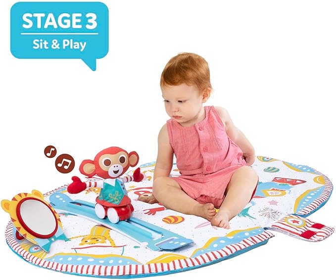 Yookidoo Baby Gym and Play Mat - 3 Stage Accessory Gym with Motorized Robot Track - 20 Development Activities - Age 0-12 Months (Gymotion Circus Playland)