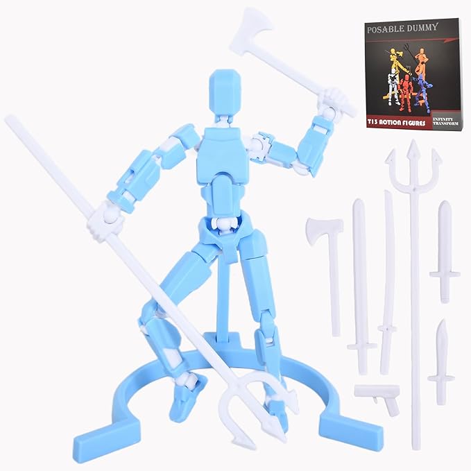 Creative Action Figure with Pose Stand,Building Toy Sets,3D Robot,Lucky Puppet Joints for Boys,Girls,Men,Women,Multi-Jointed Moveable Dummy Desk Decoration,Desktop Ornament for Game Lover (Bluey)