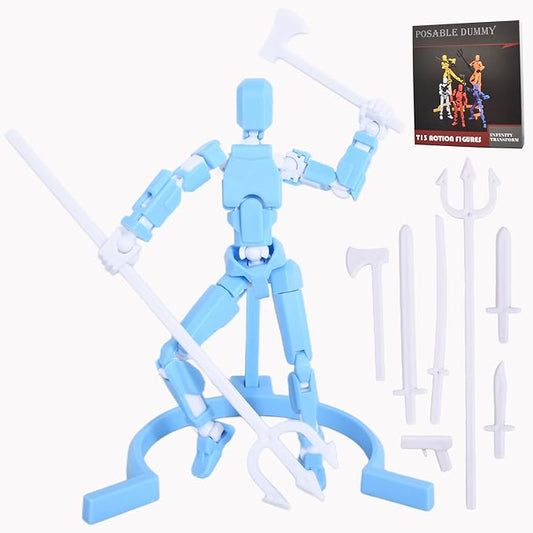 Creative Action Figure with Pose Stand,Building Toy Sets,3D Robot,Lucky Puppet Joints for Boys,Girls,Men,Women,Multi-Jointed Moveable Dummy Desk Decoration,Desktop Ornament for Game Lover (Bluey)