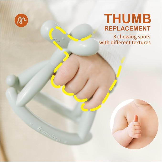 Baby Teether Toys for Teething Relief, Teething Toys 3-6 Months Food Grade Silicone Teether with Storage Box and Pacifier Clip, Baby Essential (Cyan Blue Clip+Box)