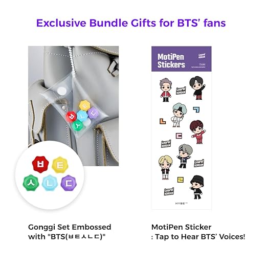 Learn! Korean with BTS (New Cover) & TinyTAN with MotiPen – 2 Complete Sets Bundle, Official BTS Merch, Army Gift, K-Pop Korean Study Kit & Collectible