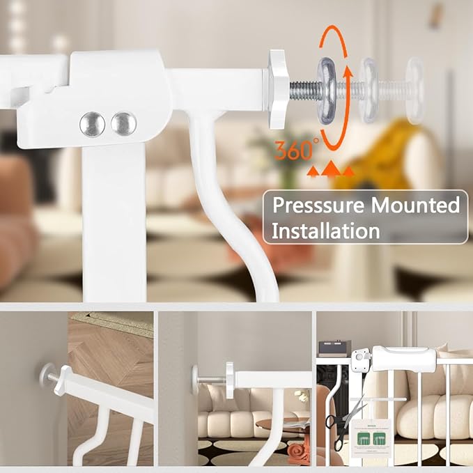 Fairy Baby 29-34 Inch Wide Baby Gate for Doorways Stairs Hallway, Walk Through Pressure Mounted Child Gates, Indoor Safety Child Gates for Kids or Pets