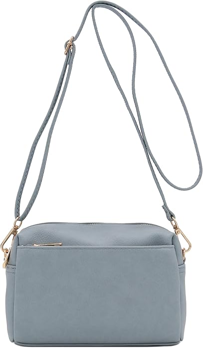 FashionPuzzle Triple Zip Small Crossbody Bag