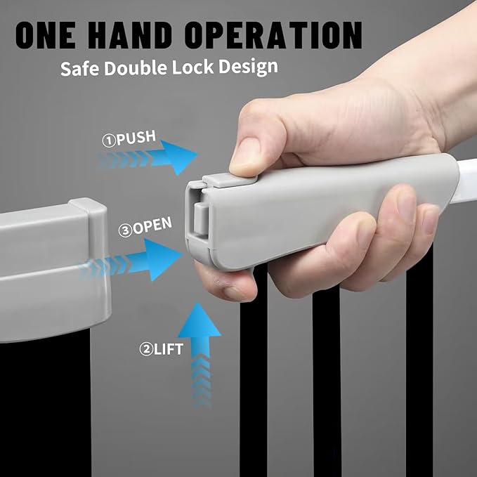 41" Tall Safety Pet Gate,Adjustable 29.92"-43.71" Wide,No Drilling Pressure Mount Kit,Auto Close Cat Gate Suitable for Stairs,Doorways (Black, 29.92"-43.71")