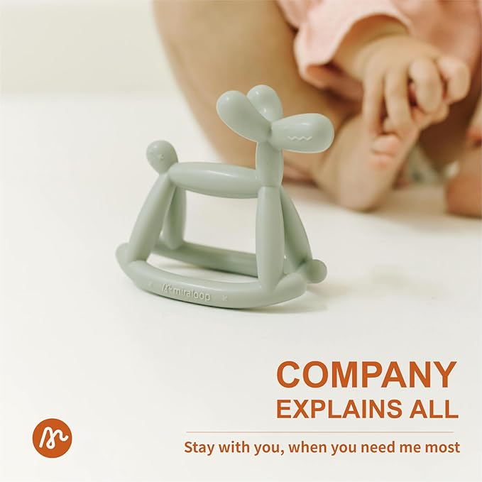 Baby Teether Toys for Teething Relief, Teething Toys 3-6 Months Food Grade Silicone Teether with Storage Box and Pacifier Clip, Baby Essential (Cyan Blue Clip+Box)