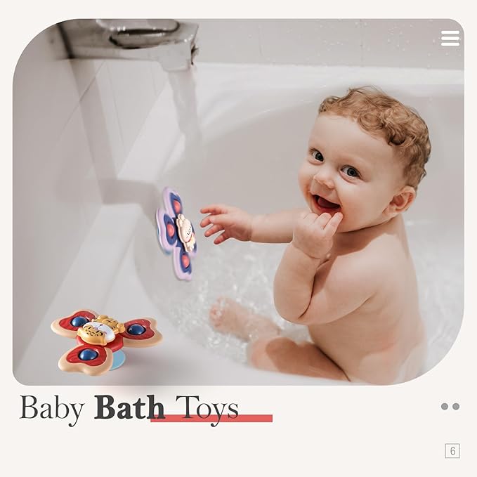 ALASOU 3PCS Suction Cup Spinner Toys for 1 Year Old Boy Girl|Spinning Top Infant Sensory Toys for Toddlers|1 2 Year Old Boy Christmas Birthday Gift|Baby Bath Toy Stocking Stuffers for Kids Ages 1-3