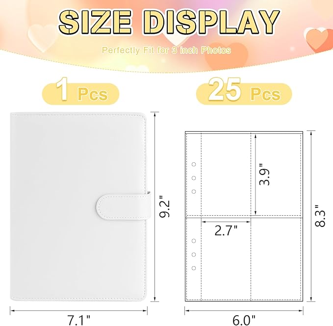 Kpop Photocard Binder, PU Leather A5 Photocard Holder with 200 Pocket, K-Pop Korean Pop Photocard Holder Binder Book, 4 Photo Style Photo Card Album Trading Cards Organizer(White)