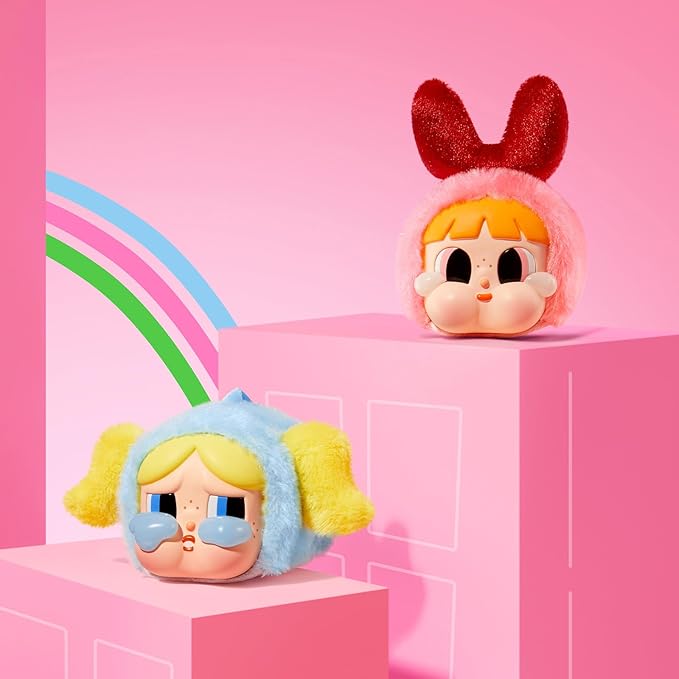 POP MART Crybaby × Powerpuff Girls Series-Vinyl Face Plush Blind Box, 6PCs Crybaby Blind Box Figures, Random Design Action Figures Collectible Toys Home Decorations, Whole Set