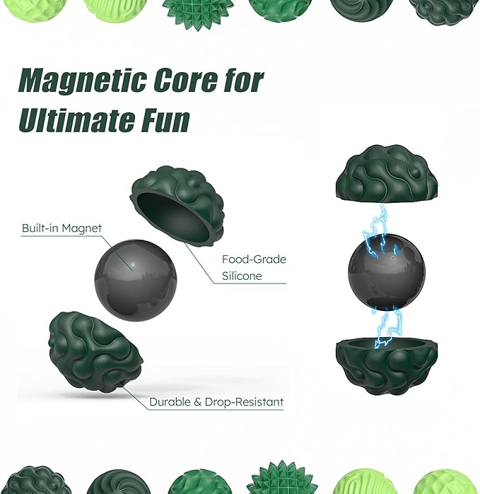 Magnetic Fidget Balls Toys, Silicone Sensory Stress Relief Toy for Adults,Teens with Autism, Anxiety, ADHD, Fidget Magnets & Magnetic Toy Fun Gift