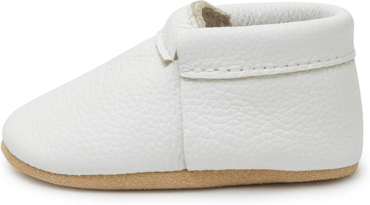 BirdRock Baby Fringeless Moccasins - Genuine Leather Boys and Girls Shoes for Newborns, Infants, Babies, Toddlers